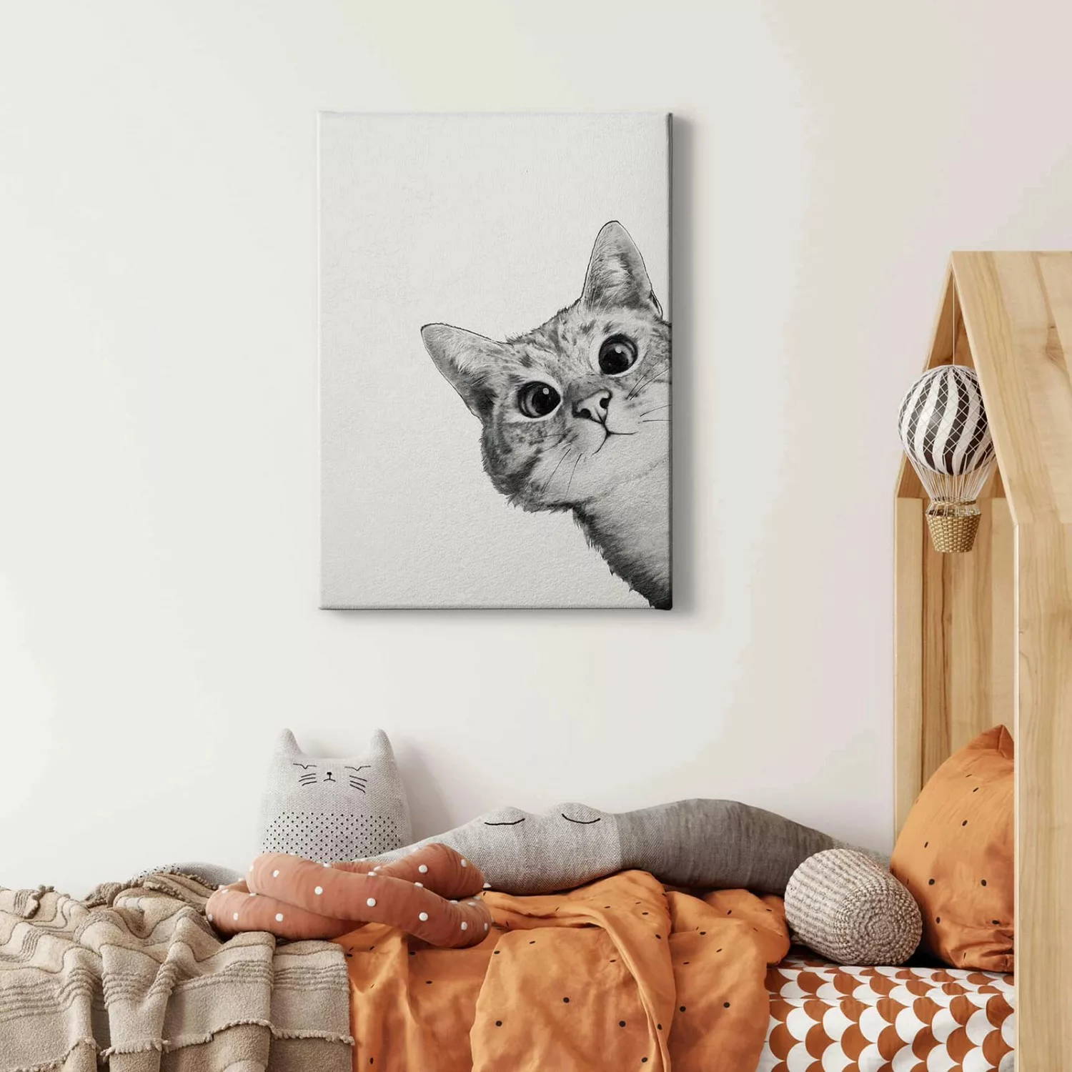 Bricoflor Bild Mit Katze Gezeichnet Modernes Leinwand Bild Mit Zeichnung Vo günstig online kaufen
