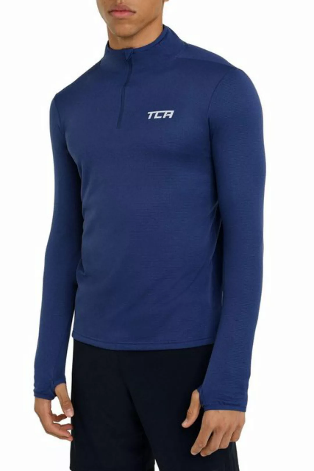 TCA Langarmshirt TCA Herren Cloud Fleece Sporttop - Dunkelblau (1-tlg) günstig online kaufen