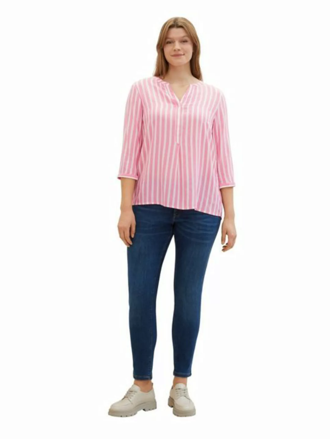 TOM TAILOR PLUS Shirtbluse mit 3/4 Arm und fließender Viskose günstig online kaufen