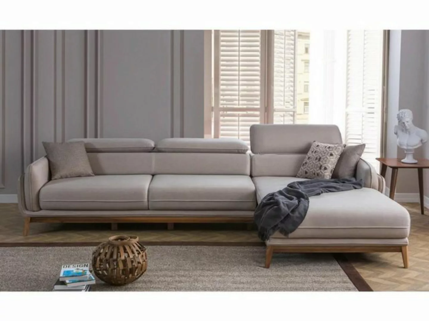 JVmoebel Ecksofa Wohnzimmer Designer Grau Ecksofa L-Form Sofa Couch Polster günstig online kaufen