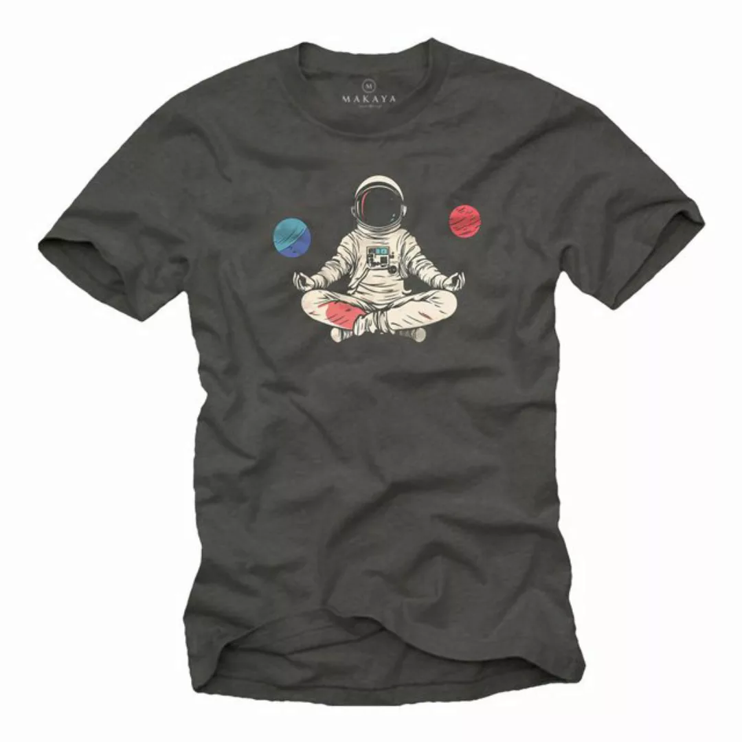 MAKAYA T-Shirt mit Aufdruck Astronaut Herren Motiv Yoga Meditation Lustig ( günstig online kaufen