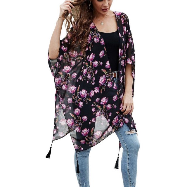 AUKUU Strandkleid Frühling und Sommer bedruckte Modejacke lässiger Frauen U günstig online kaufen