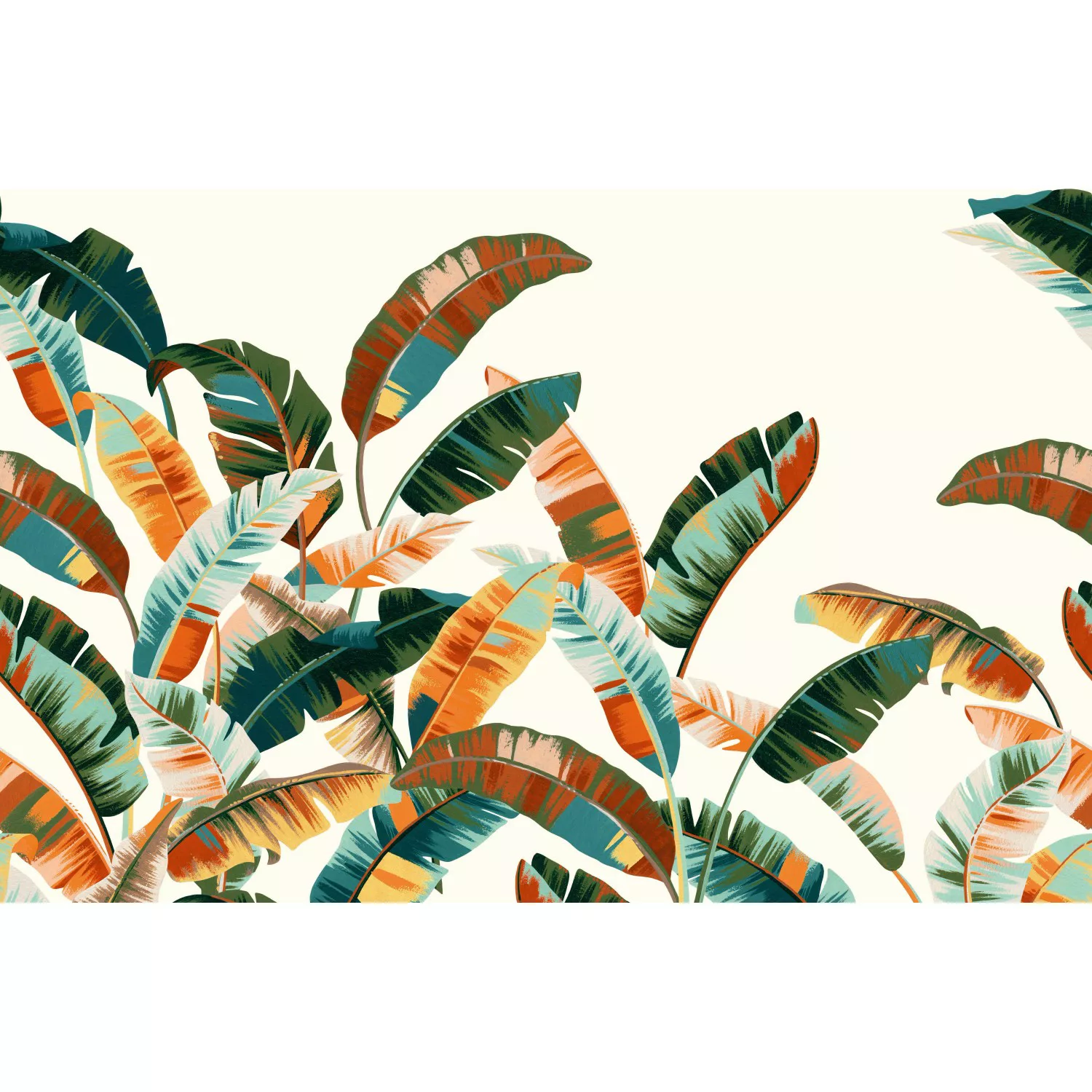 Rasch Digitaltapete Florentine III 485943 Palmenblätter Dunkelrot 3x4 m günstig online kaufen