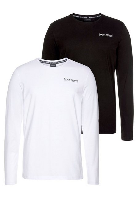 Bruno Banani Langarmshirt (2er-Pack) schmal geschnitten, bedruckt, aus Baum günstig online kaufen