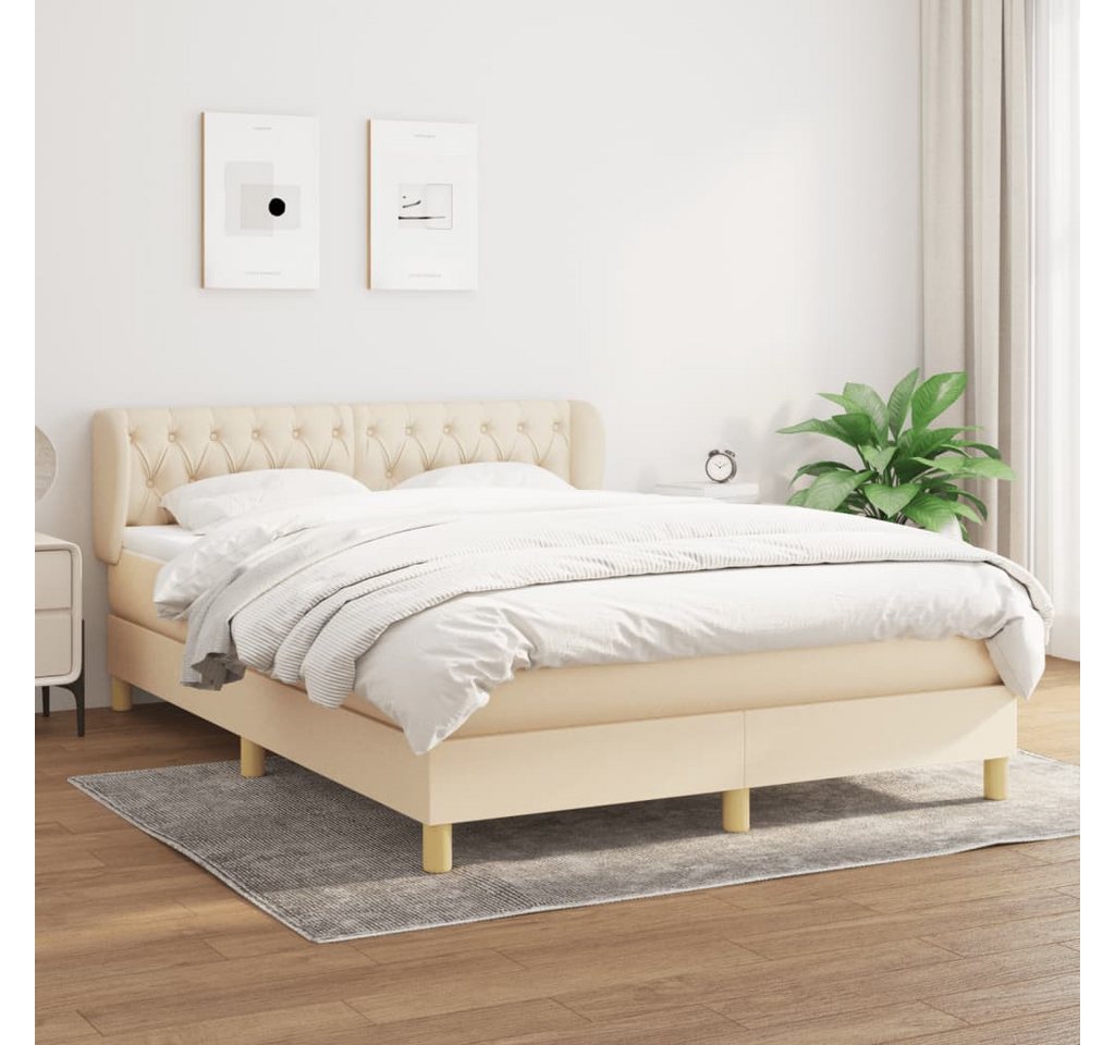 vidaXL Boxspringbett Boxspringbett mit Matratze Creme 140x200 cm Stoff Bett günstig online kaufen