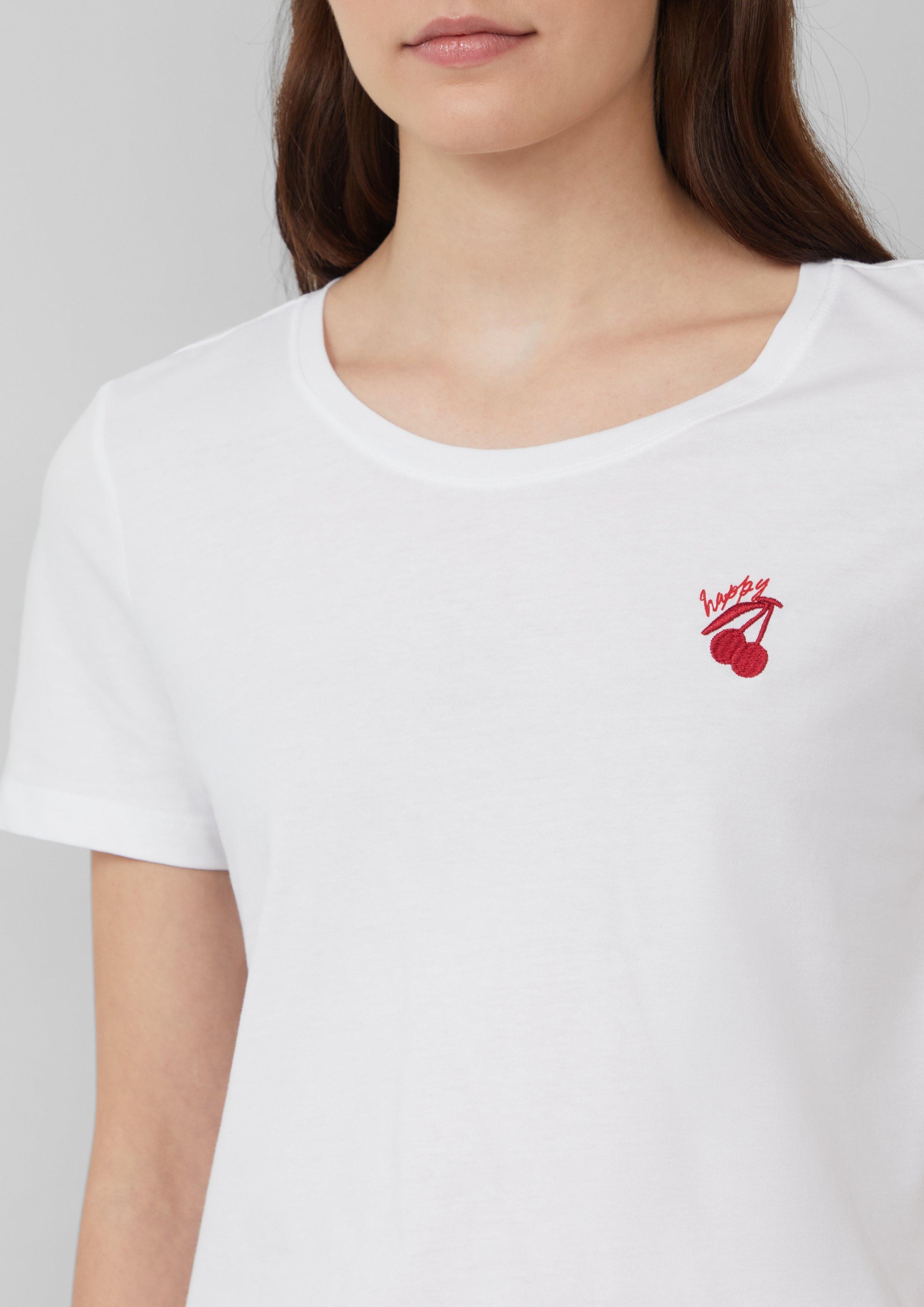 s.Oliver Kurzarmshirt Jersey-T-Shirt mit Stickerei Artwork günstig online kaufen