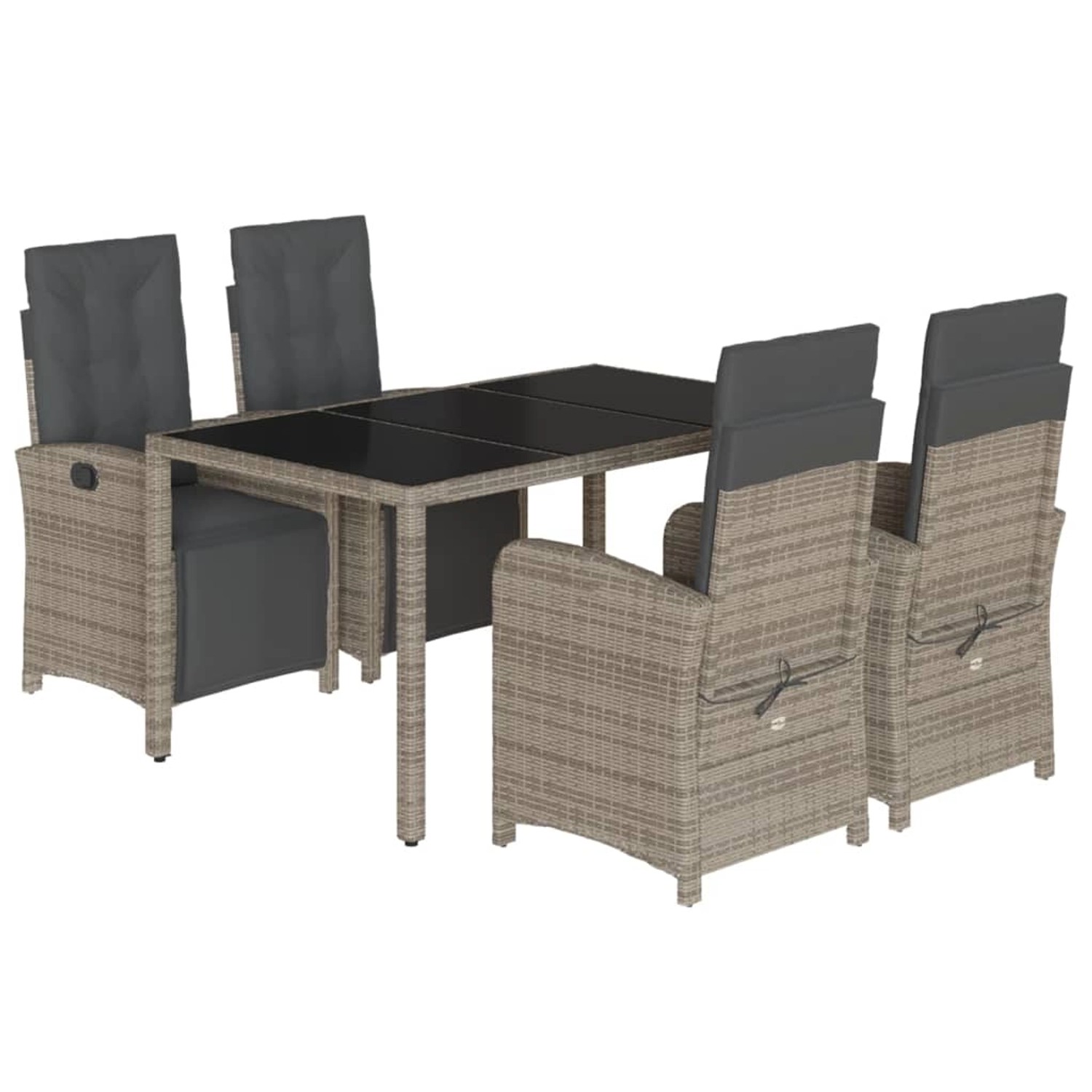 vidaXL 5-Tlg Garten-Essgruppe mit Kissen Grau Poly Rattan 3212464 günstig online kaufen