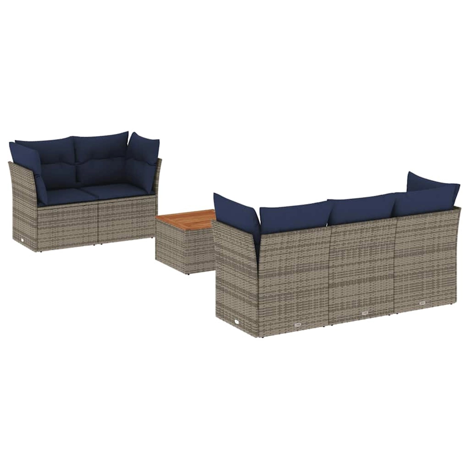 vidaXL 6-Tlg Garten-Sofagarnitur mit Kissen Grau Poly Rattan 3255816 günstig online kaufen