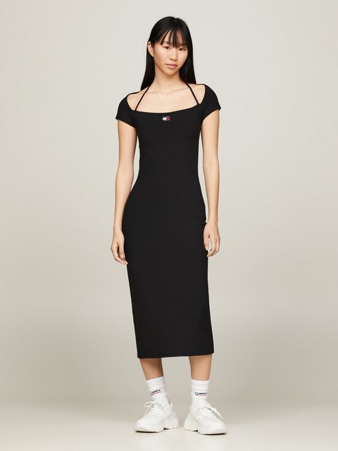 Tommy Jeans Jerseykleid TJW MIDI BADGE RIB DRESS EXT mit Tommy Jeans Flagge günstig online kaufen