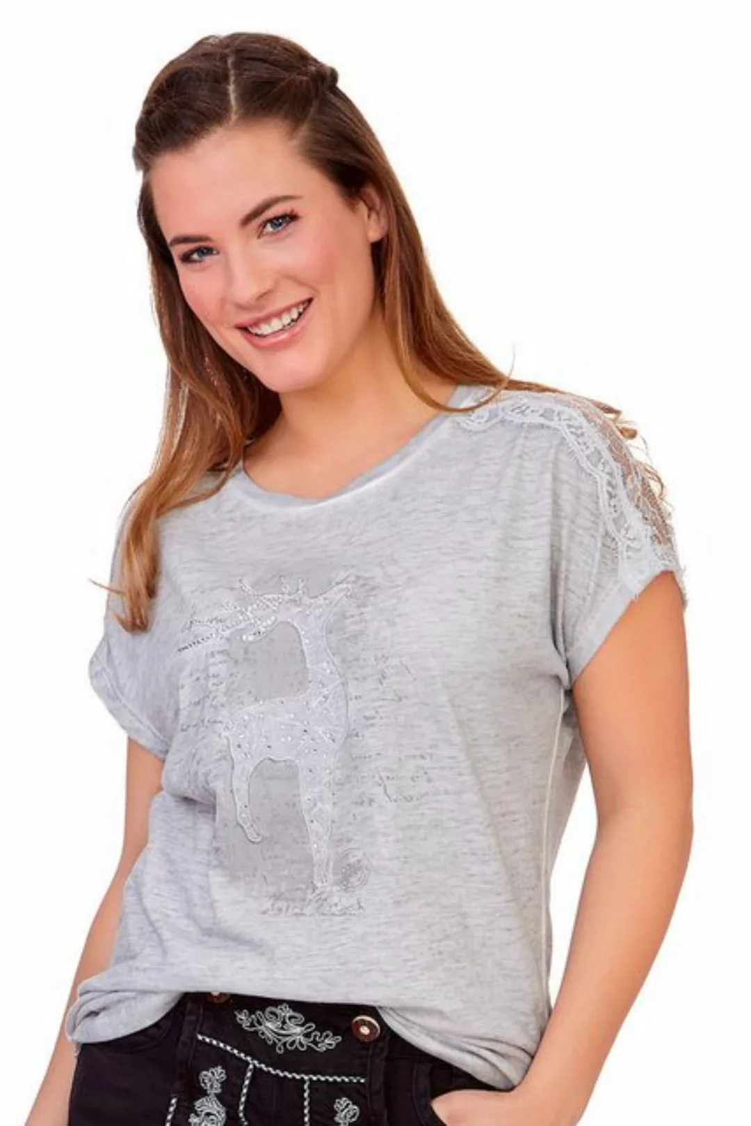MarJo Trachtenshirt Trachtenshirt Damen - BERTA - grau günstig online kaufen
