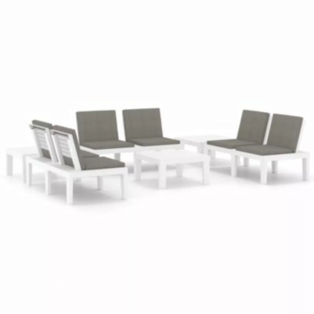 6-tlg. Garten-lounge-set Mit Auflagen Kunststoff Weiß günstig online kaufen