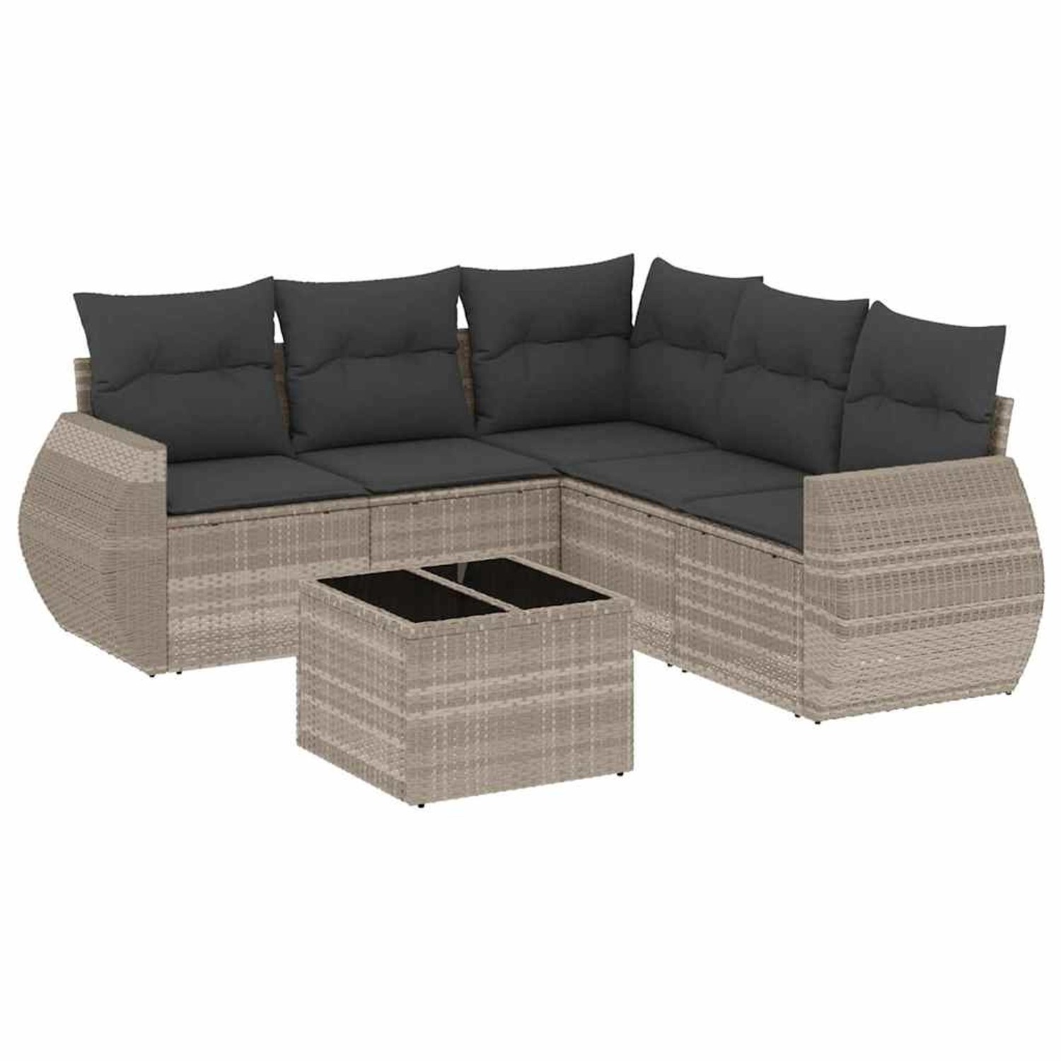 vidaXL 6-Tlg Garten-Sofagarnitur mit Kissen Hellgrau Poly Rattan 3221361 günstig online kaufen