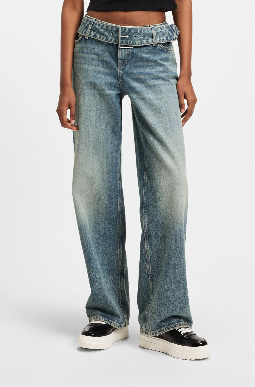 HUGO Blue Low-rise-Jeans "Glory", mit Denim-Gürtel, Baggy Fit günstig online kaufen