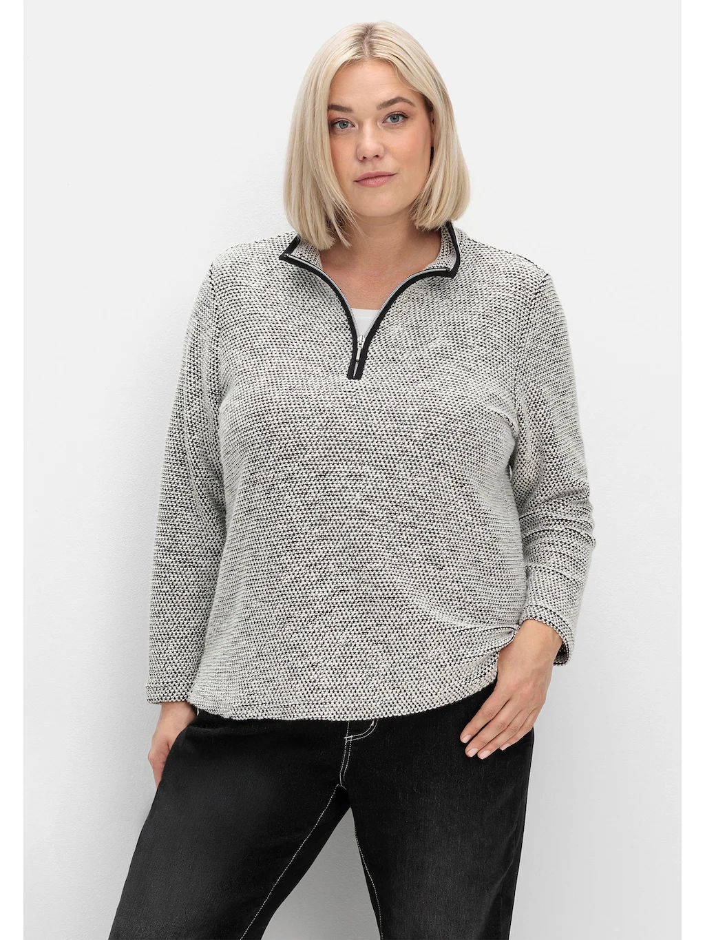 Sheego Sweatshirt "Große Größen", in weicher Bouclé-Qualität, mit Troyerkra günstig online kaufen