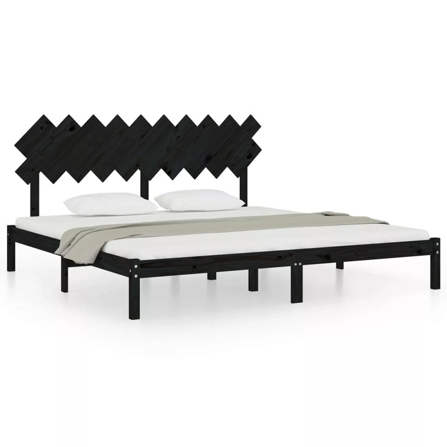 vidaXL Bettgestell Massivholzbett Schwarz 200x200 cm Bett Bettgestell günstig online kaufen