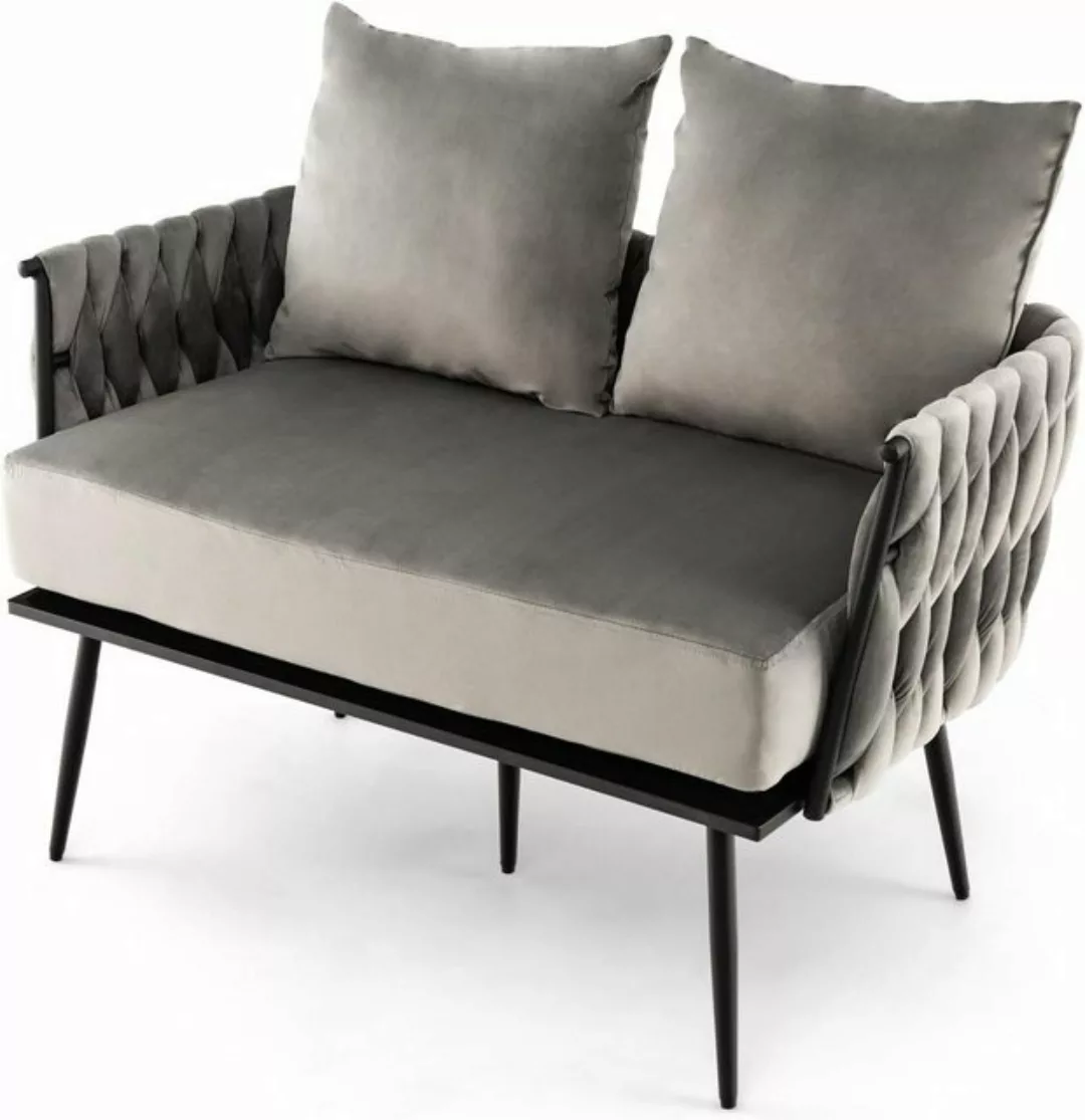 KOMFOTTEU Sofa 2 Sitzer, mit 2 Rückenkissen, 109 x 61 x 65 cm, bis zu 160 k günstig online kaufen