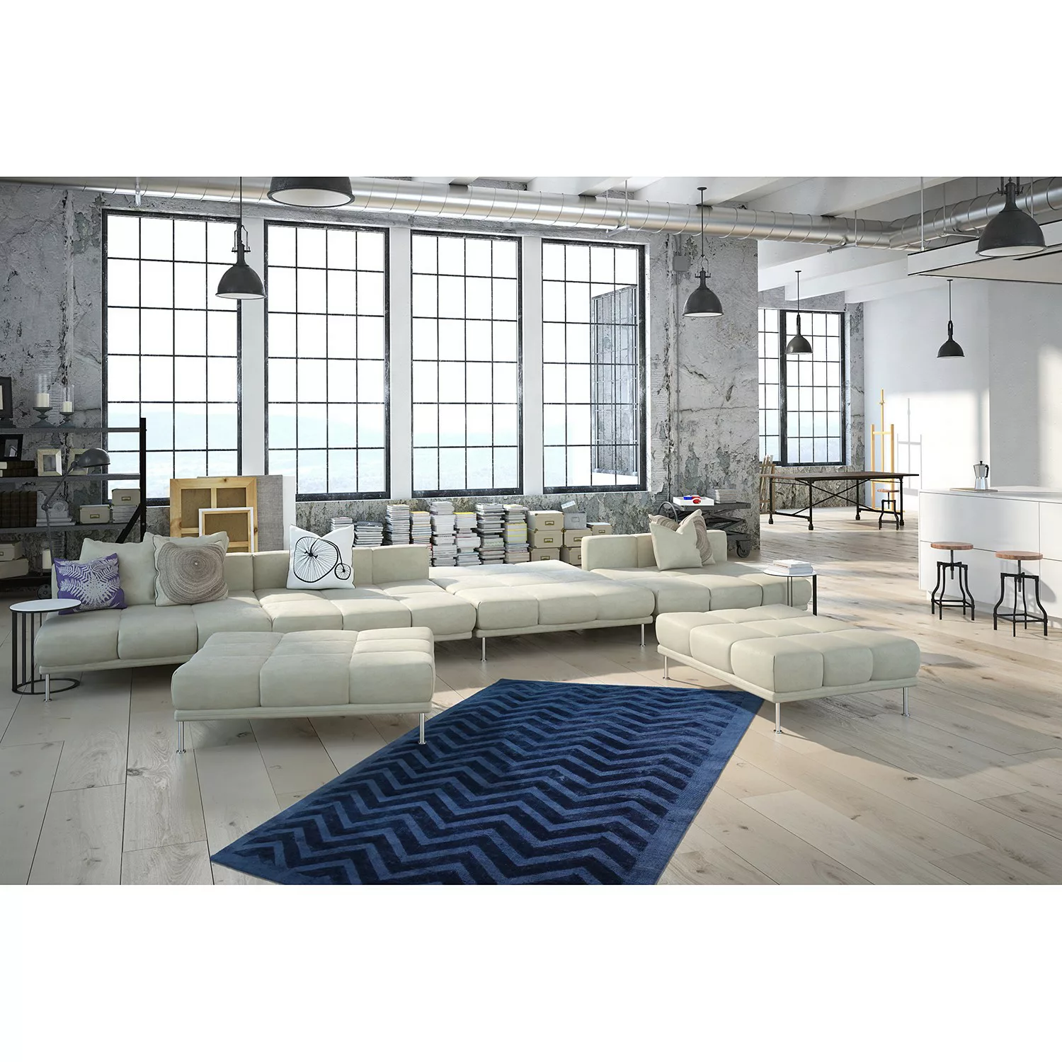 Kayoom Kurzflorteppich Luxury 410 Marineblau 80cm X 150cm günstig online kaufen