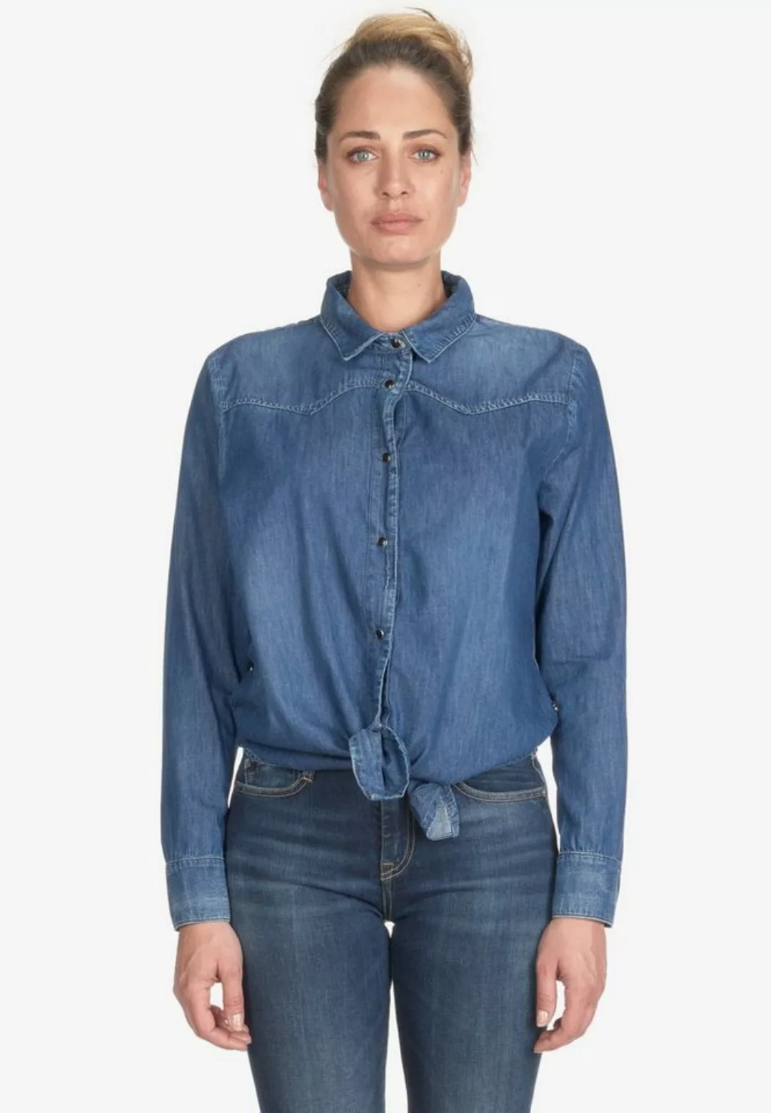 Le Temps Des Cerises Klassische Bluse "FELIXA", in tollem Jeans-Look günstig online kaufen