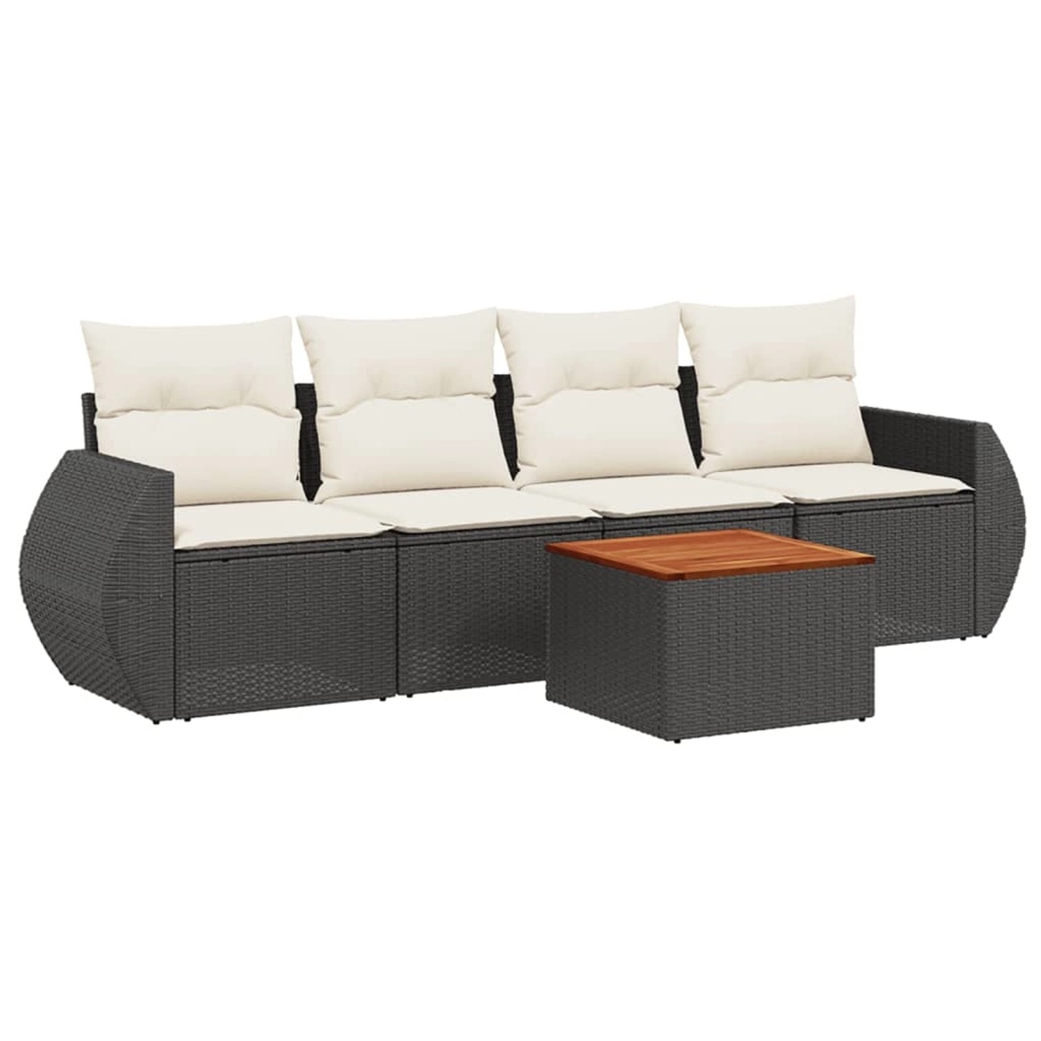 vidaXL 5-Tlg Garten-Sofagarnitur mit Kissen Schwarz Poly Rattan 3224880 günstig online kaufen