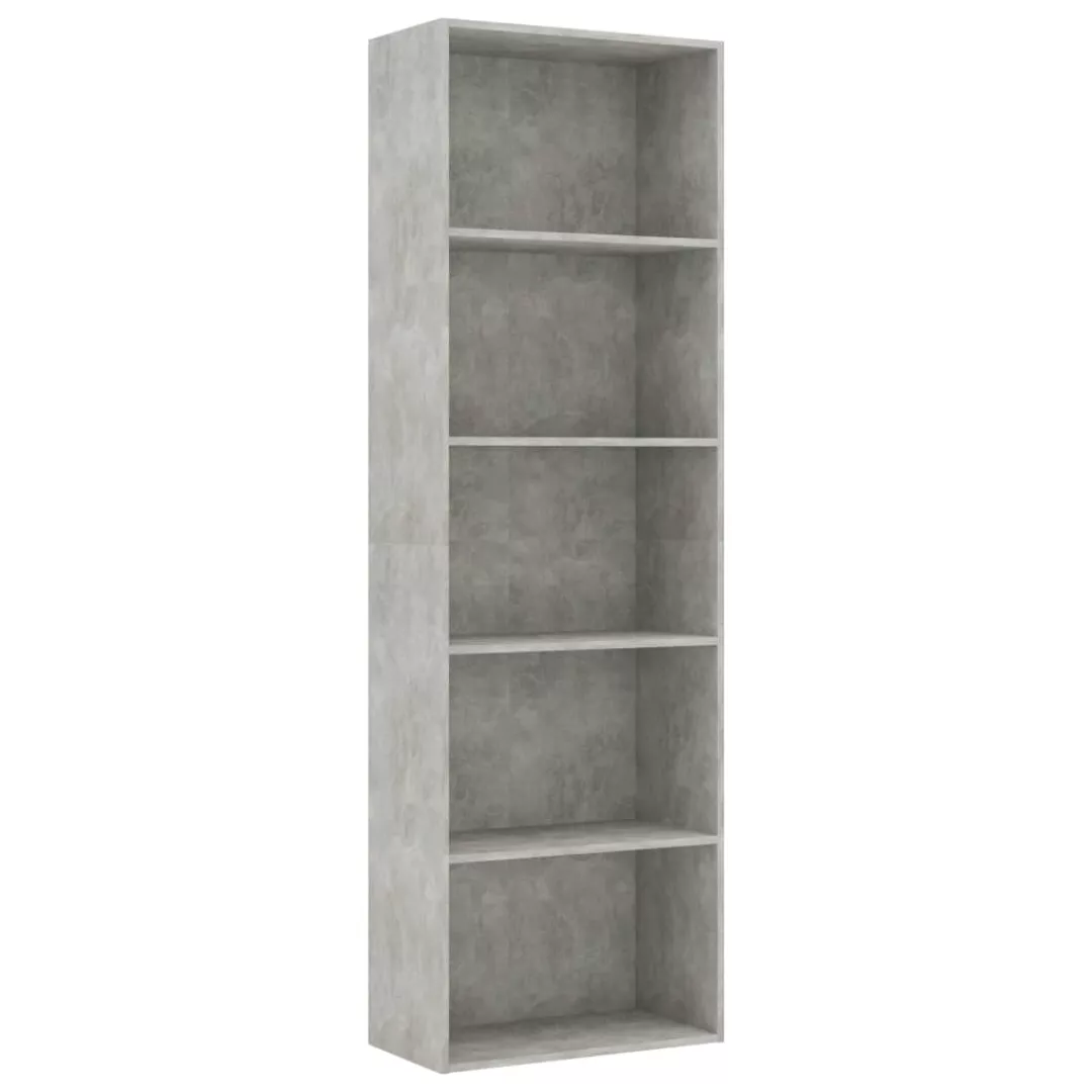 Bücherregal 5 Fächer Betongrau 60 X 30 X 189 Cm Spanplatte günstig online kaufen