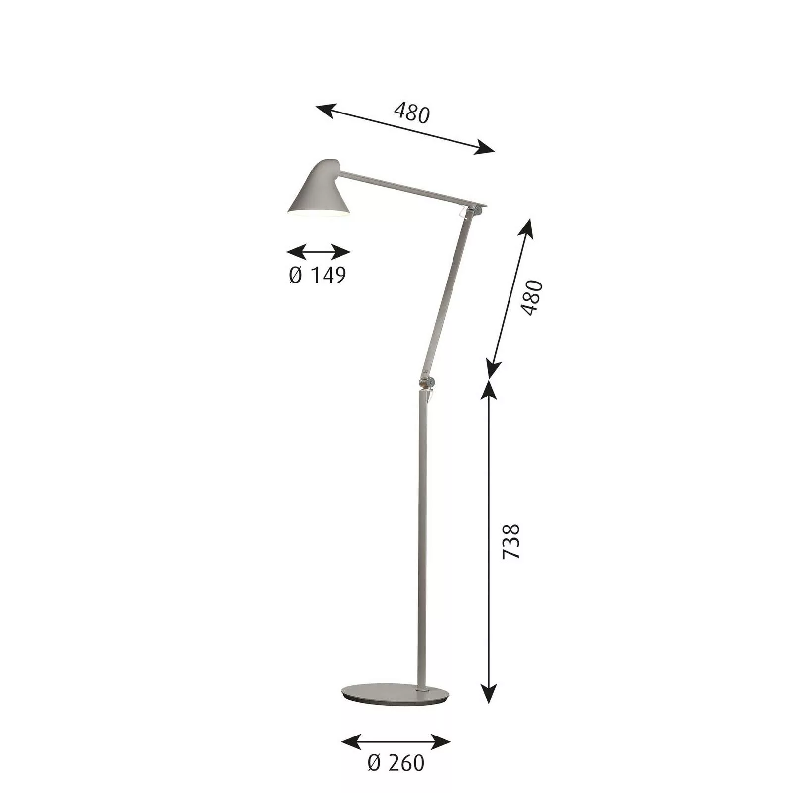 Louis Poulsen NJP LED-Stehlampe 3.000 K hellgrau günstig online kaufen