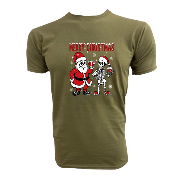 PAULGOS Strandshirt Herren T-Shirt "Skelett mit Weihnachtsmann günstig online kaufen