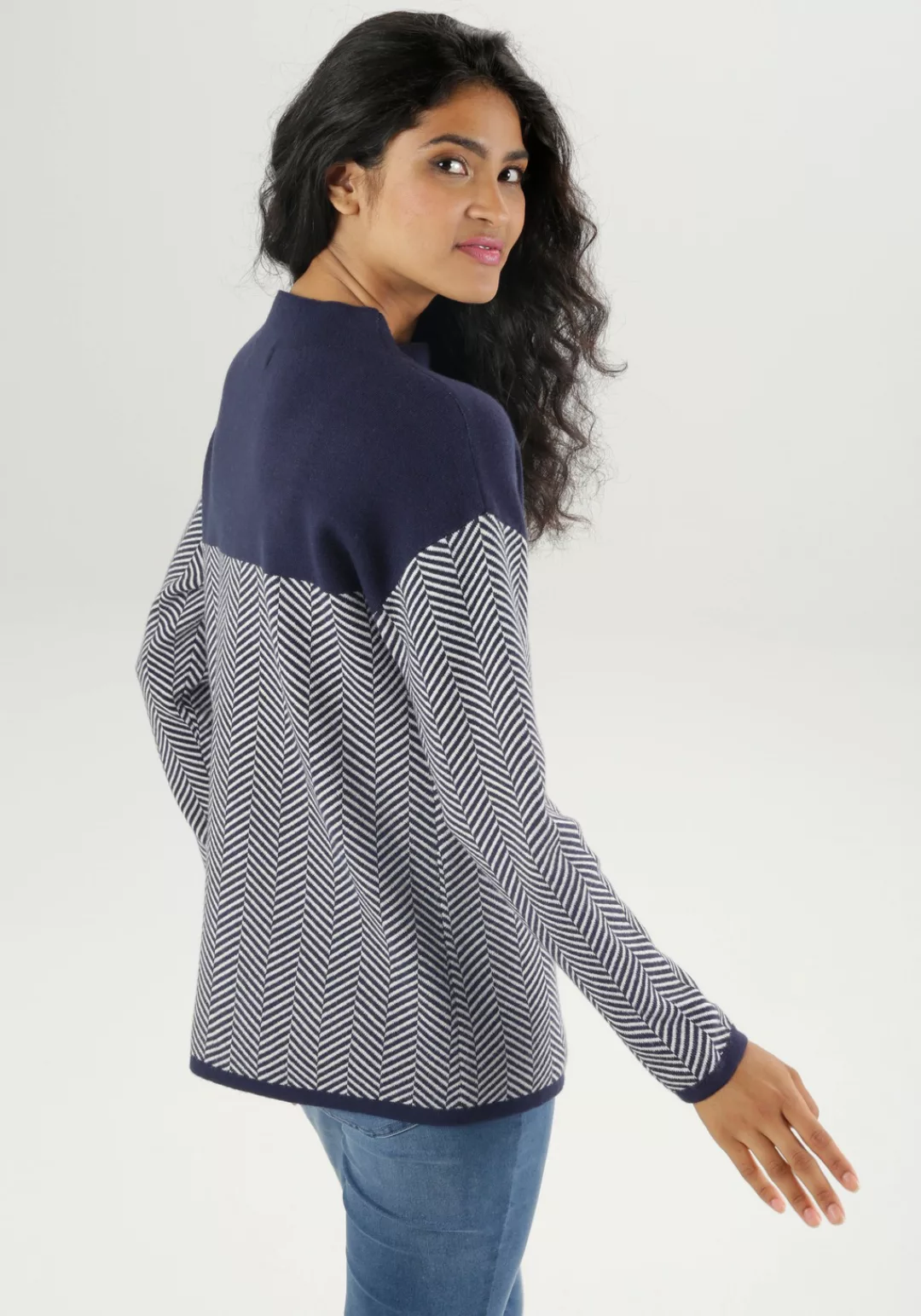 Aniston SELECTED Strickpullover, mit weiterem Stehkragen günstig online kaufen