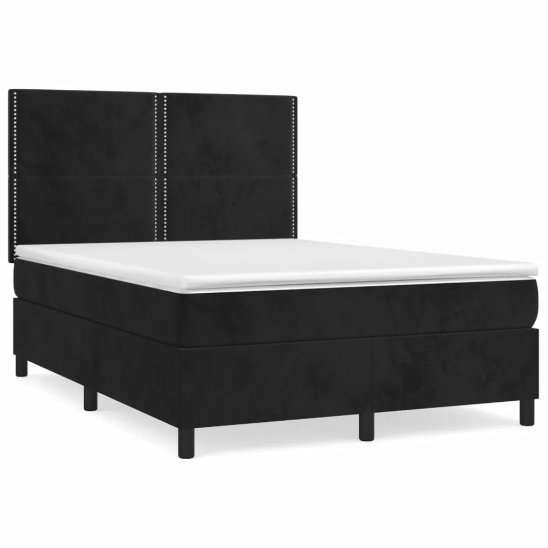 Vidaxl Boxspringbett Mit Matratze Schwarz 140x190 Cm Samt günstig online kaufen