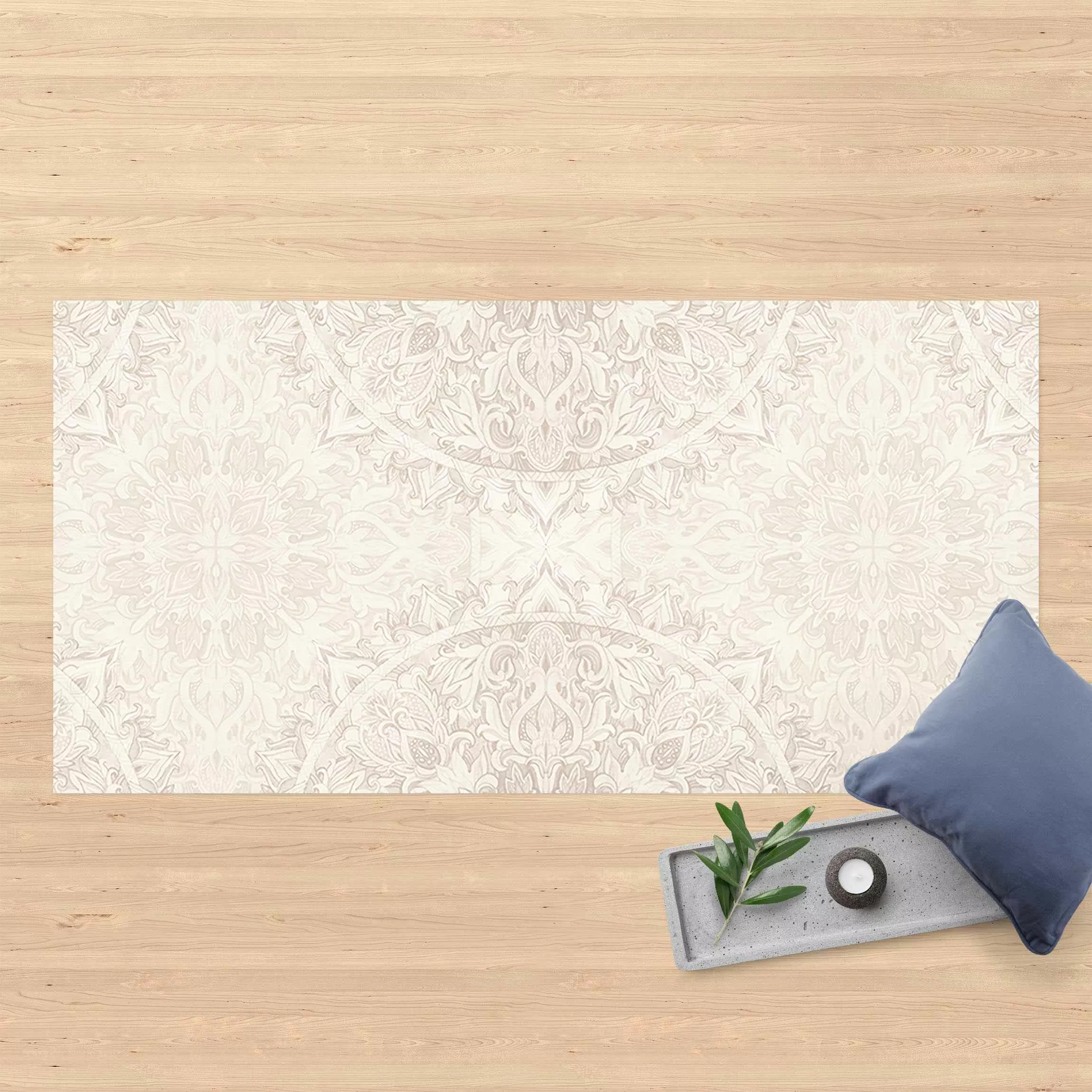 Vinyl-Teppich Mandala Aquarell Ornament Muster beige günstig online kaufen