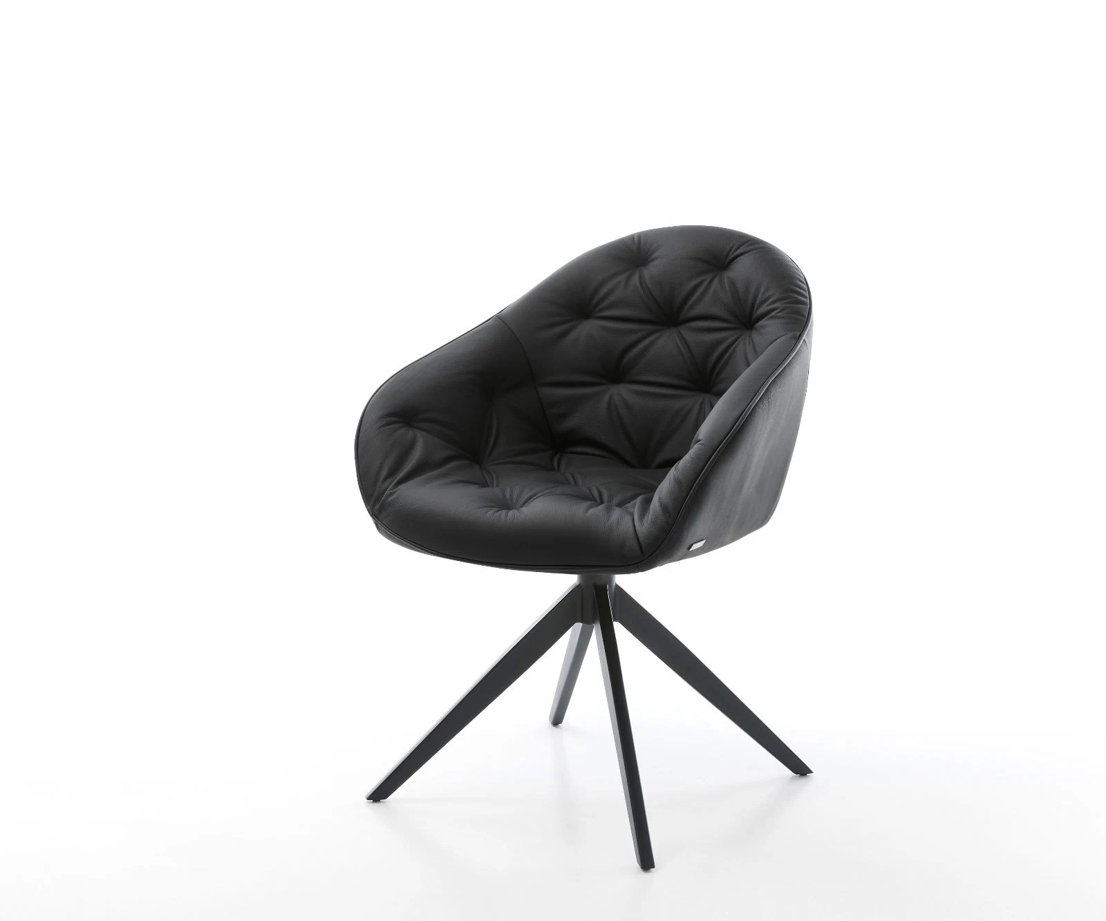 Drehstuhl Gaio-Flex Echt-Leder Schwarz Kreuzgestell breit Schwarz 360° dreh günstig online kaufen