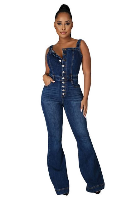 CHENIN 7/8-Overall Mode Casual Sexy Riemchenhosen Denim Jumpsuit Weite Hose günstig online kaufen