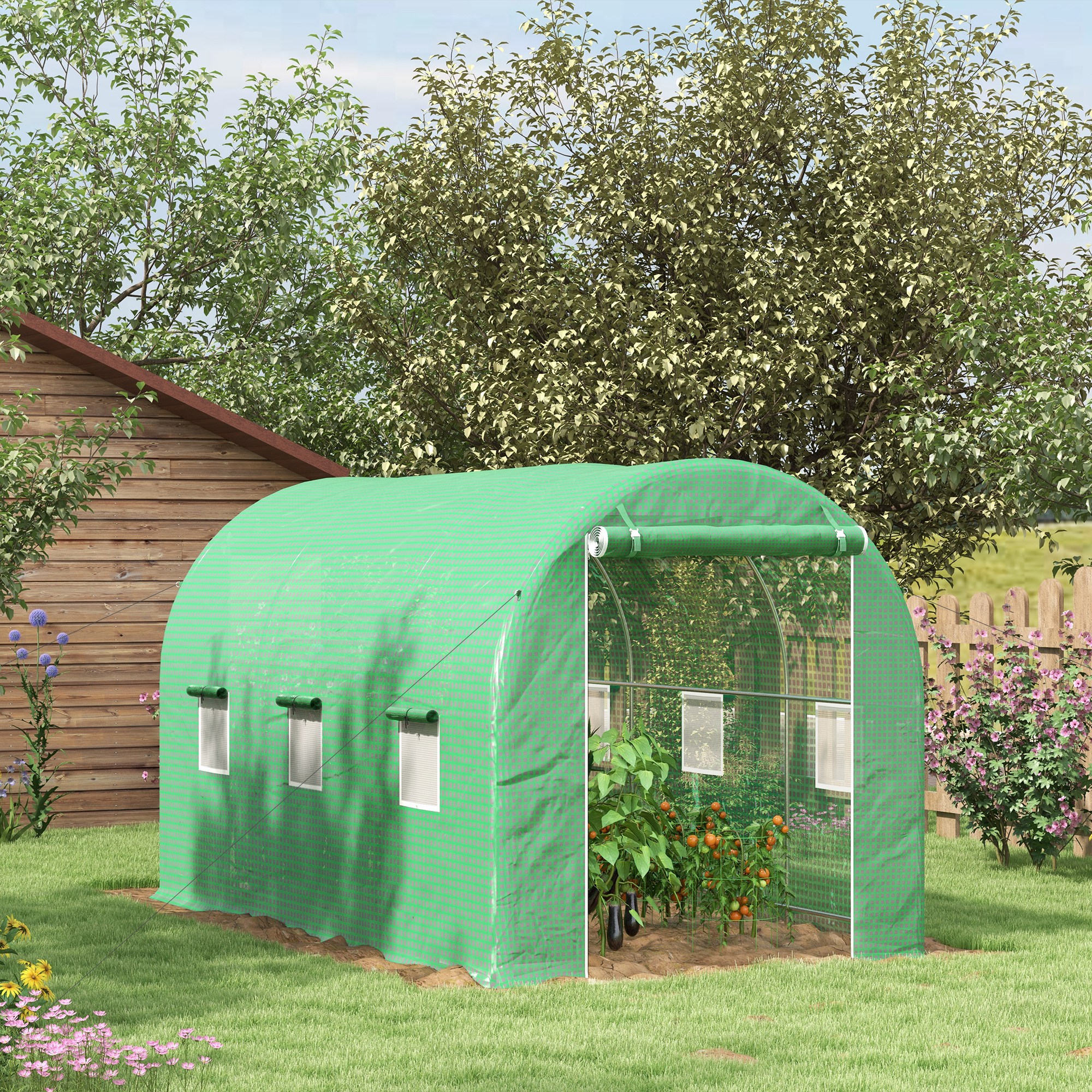 Outsunny Garten Tunnelgewächshaus Tomaten Gewächshaus Bodenfläche 8 m² 4L x günstig online kaufen