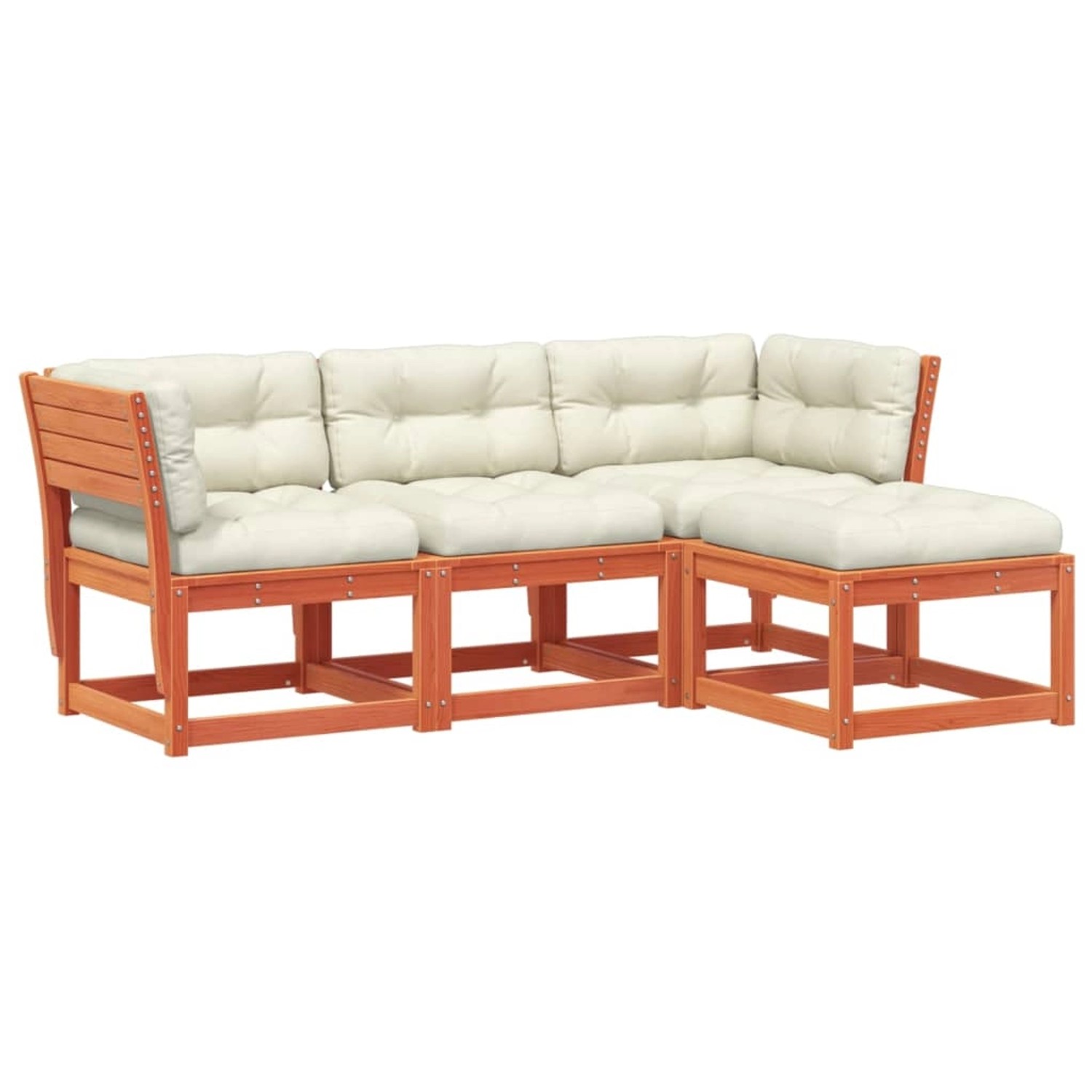 vidaXL 4tlg. Garten-Lounge-Set mit Kissen Wachsbraun Massivholz Kiefer günstig online kaufen