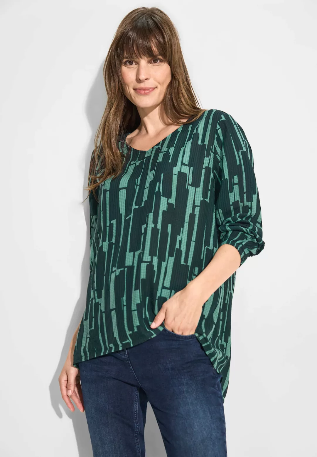 Cecil Klassische Bluse Cecil Bedruckte Bluse in Universal Blue (1-tlg) Raff günstig online kaufen