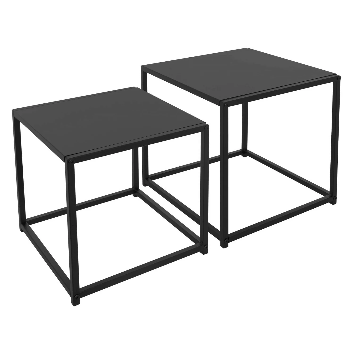 ML-Design Beistelltisch 2Er Set 35x35x35cm/40x40x40cm Quadratisch Schwarz M günstig online kaufen