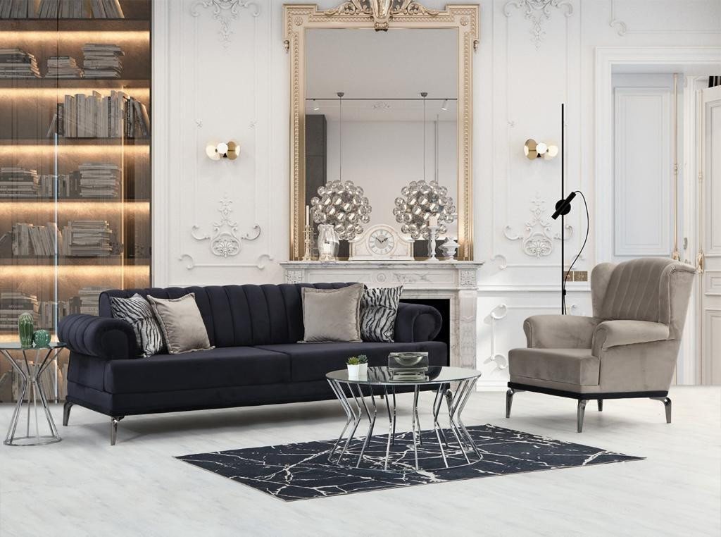 Xlmoebel Sofa Elegantes Wohnzimmer-Ensemble umfasst 3-Sitzer und 1-Sitzer, günstig online kaufen