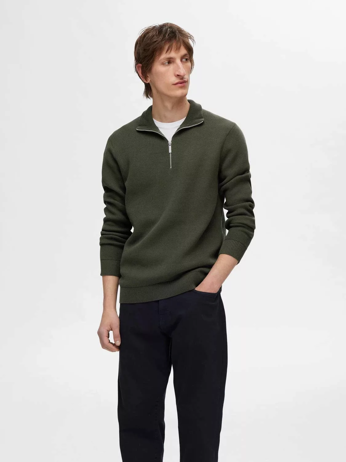 SELECTED HOMME Troyer "SLHDANE LS KNIT STRUCTURE HALF ZIP NOOS" günstig online kaufen