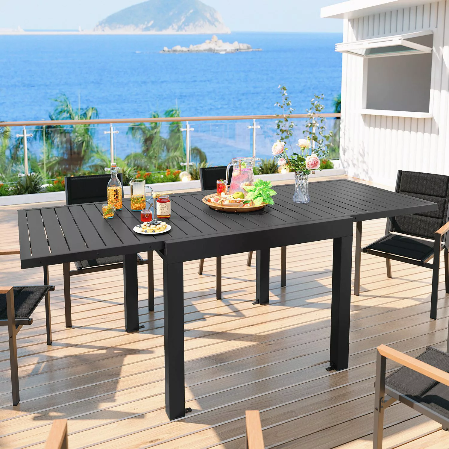 GUNJI Gartentisch Aluminium Ausziehbarer Gartentisch 80-160 günstig online kaufen