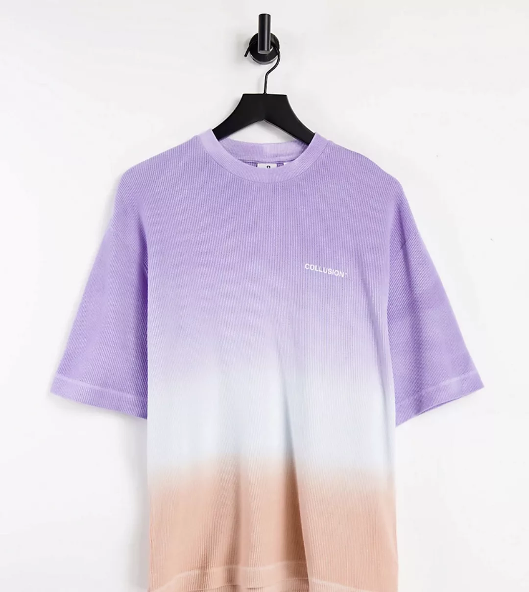 COLLUSION – Buntes T-Shirt mit Waffelstruktur und Farbverlauf-Mehrfarbig günstig online kaufen