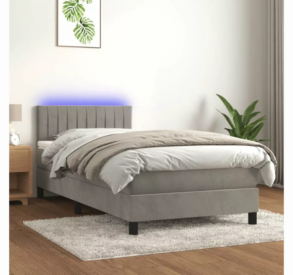 vidaXL Boxspringbett Bett Boxspringbett mit Matratze & LED Samt (80 x 200 c günstig online kaufen