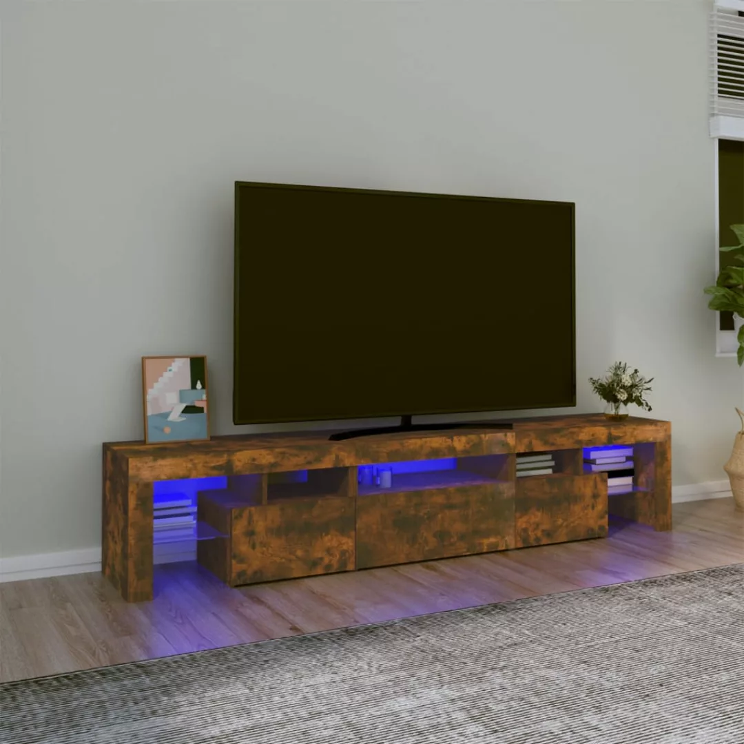 vidaXL TV-Schrank TV-Schrank mit LED-Leuchten Räuchereiche 200x36,5x40 cm L günstig online kaufen