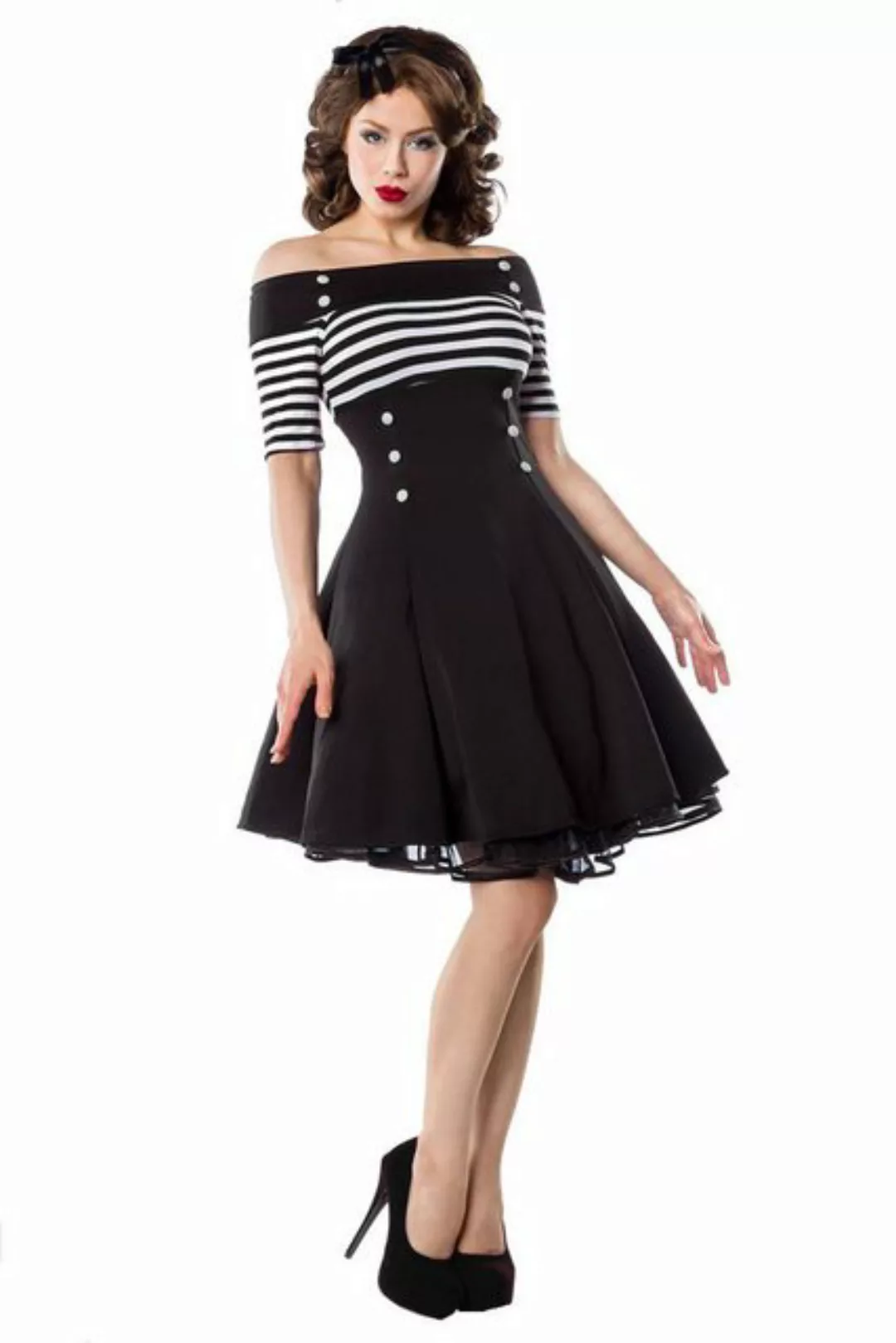 BELSIRA Jerseykleid Schulterfreies Retro Rockabilly 50er Jahre Pin up Vinta günstig online kaufen