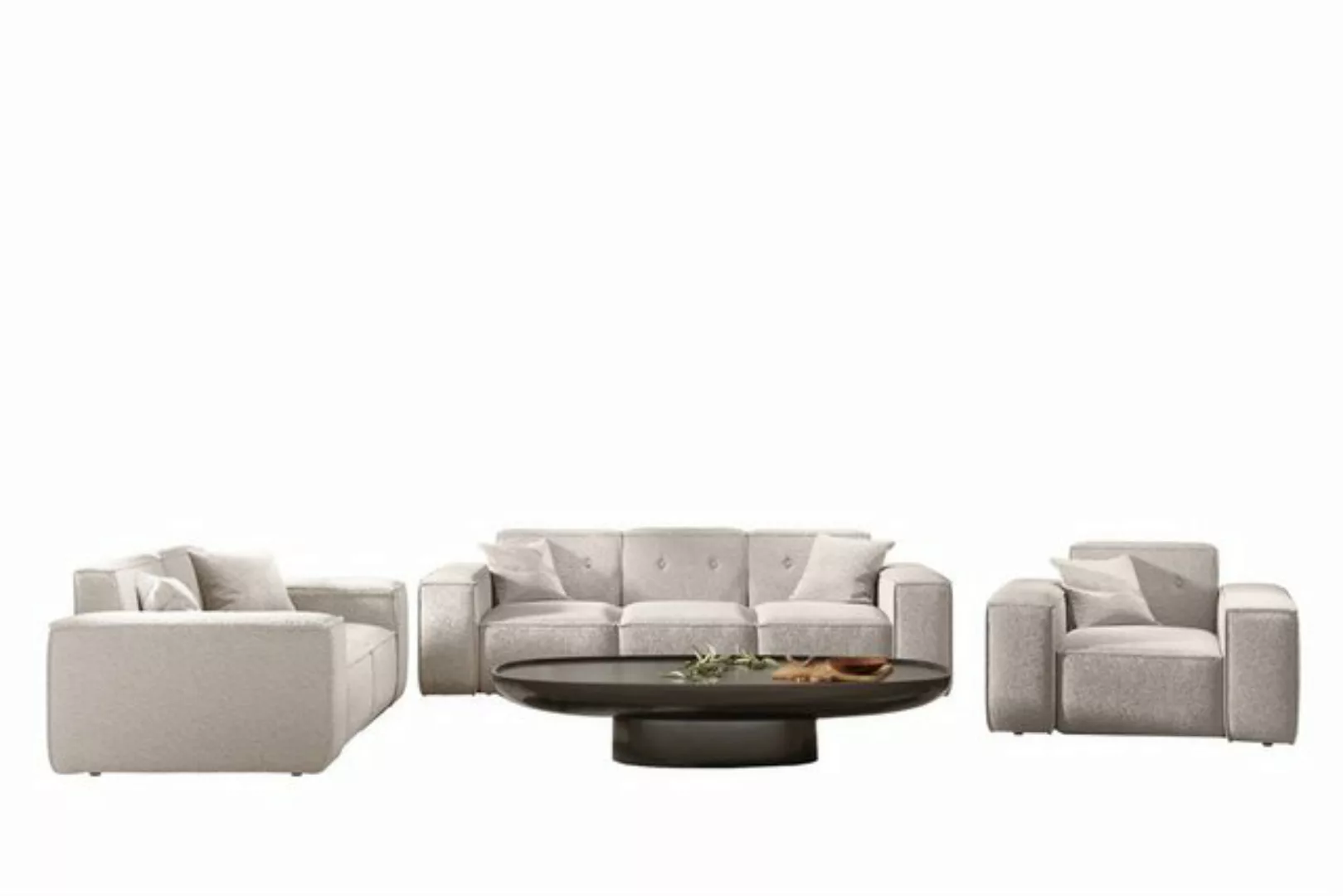 Fun Möbel Polstergarnitur Sofaset Designersofa CELES PREMIUM 3-2-1 in Stoff günstig online kaufen