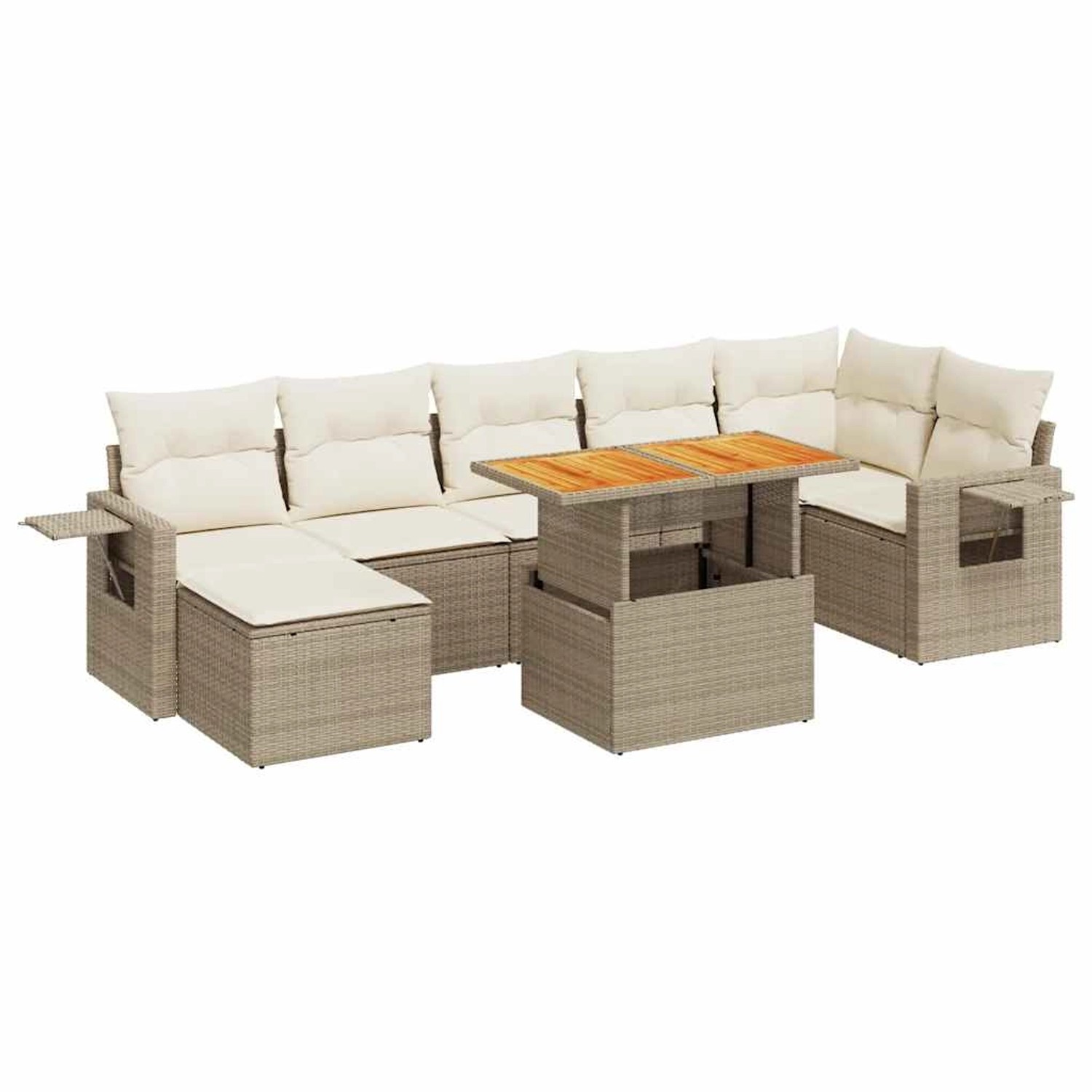 vidaXL 8-Tlg Garten-Sofagarnitur mit Kissen Beige Poly Rattan 3327180 günstig online kaufen