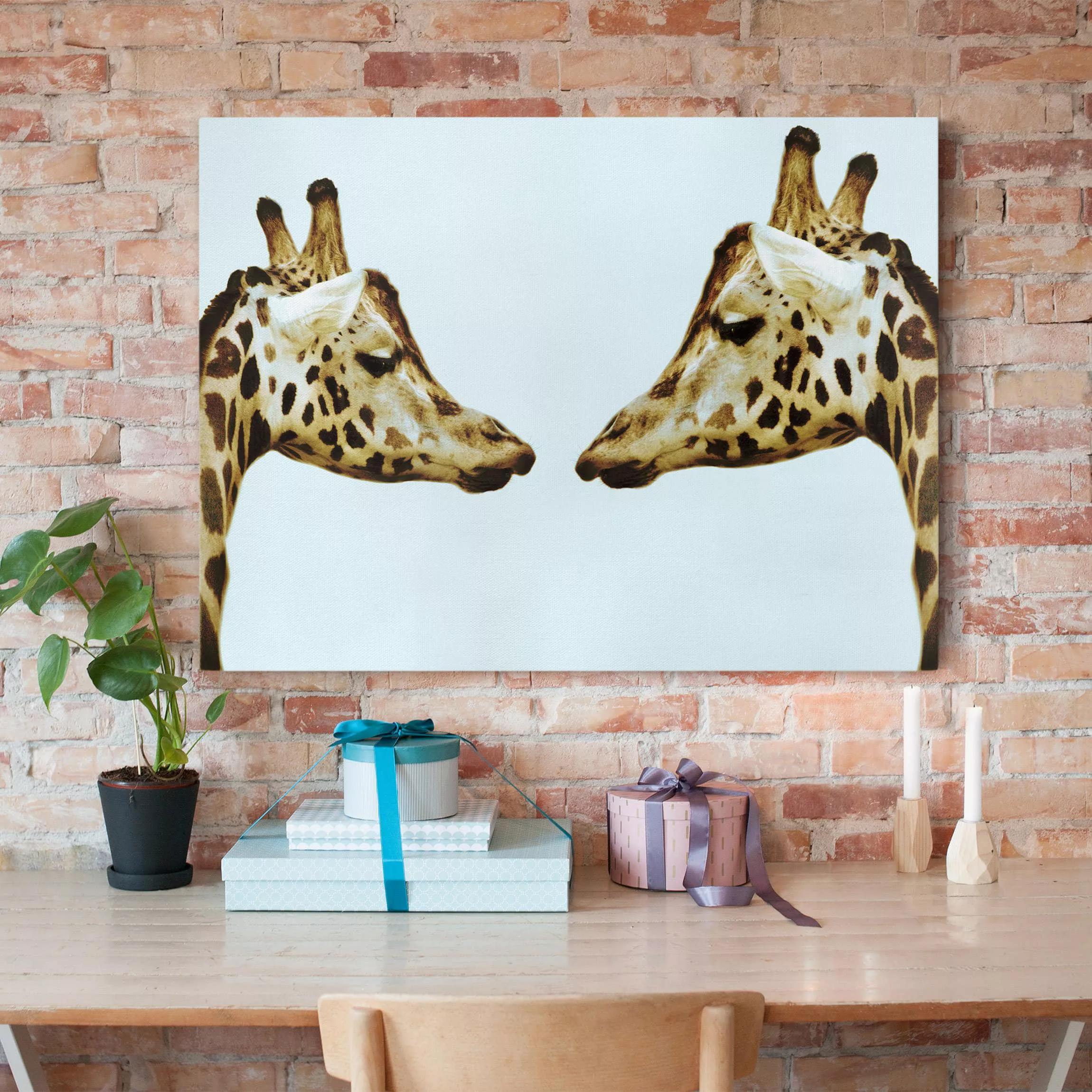 Leinwandbild Tiere - Querformat Giraffes in Love günstig online kaufen