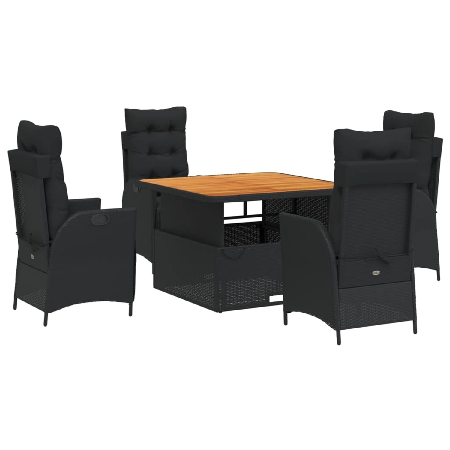 vidaXL 5-Tlg Garten-Essgruppe mit Kissen Schwarz Poly Rattan 3277450 günstig online kaufen