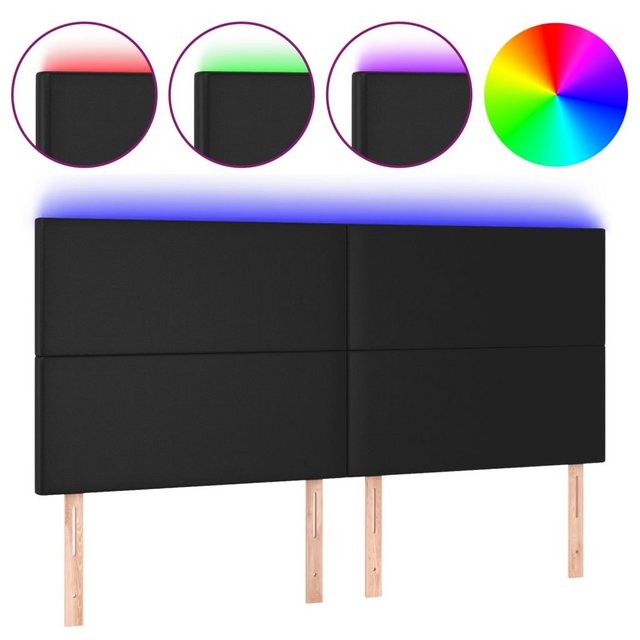 vidaXL Bett, LED Kopfteil Schwarz 200x5x118/128 cm Kunstleder günstig online kaufen