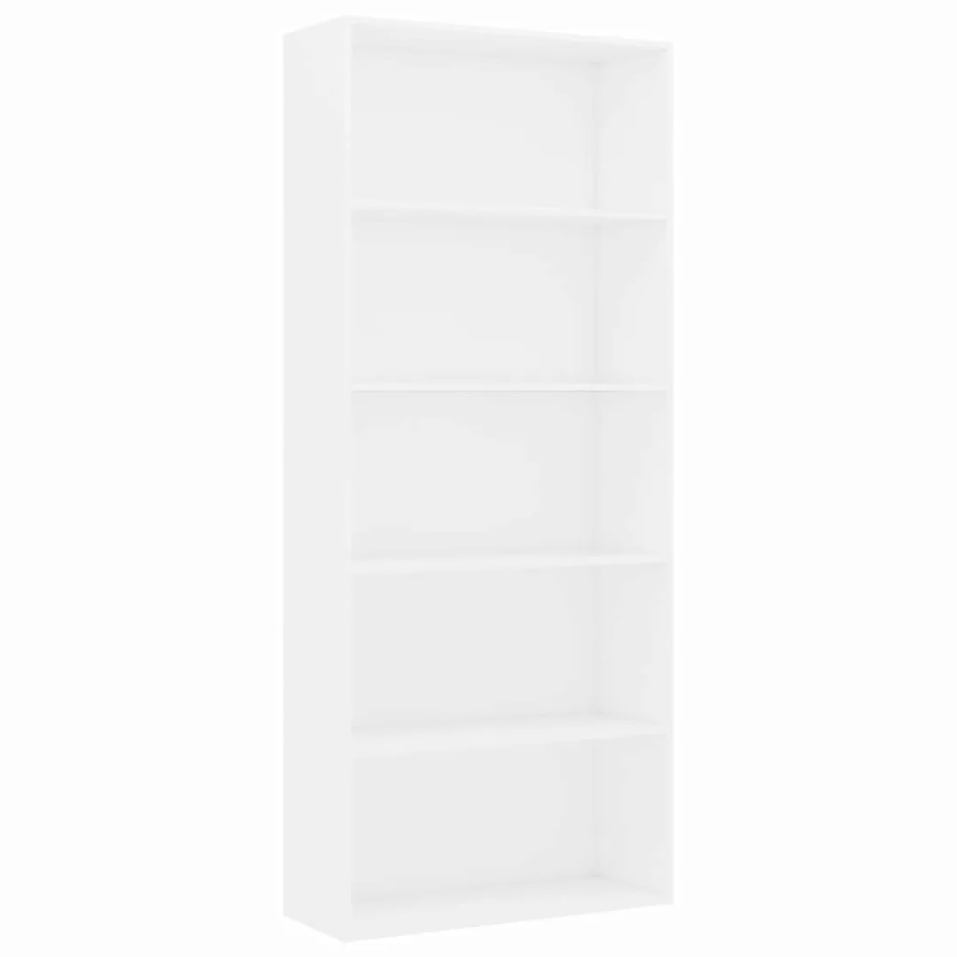 Bücherregal 5 Fächer Weiß 80 X 30 X 189 Cm Spanplatte günstig online kaufen