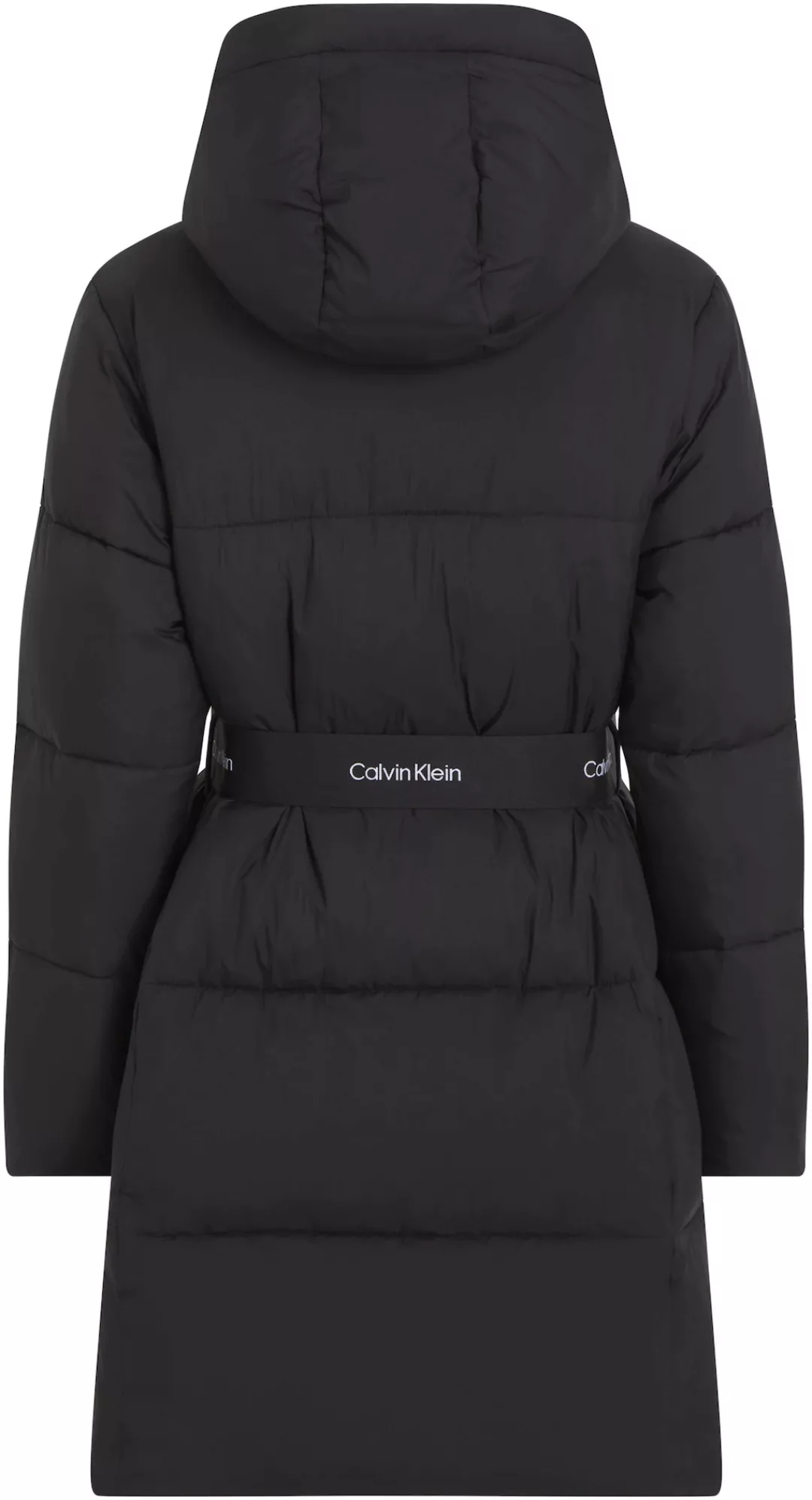 Calvin Klein Jeans Steppjacke "LOGO BELT LONG PUFFER", mit Kapuze, mit Gürt günstig online kaufen