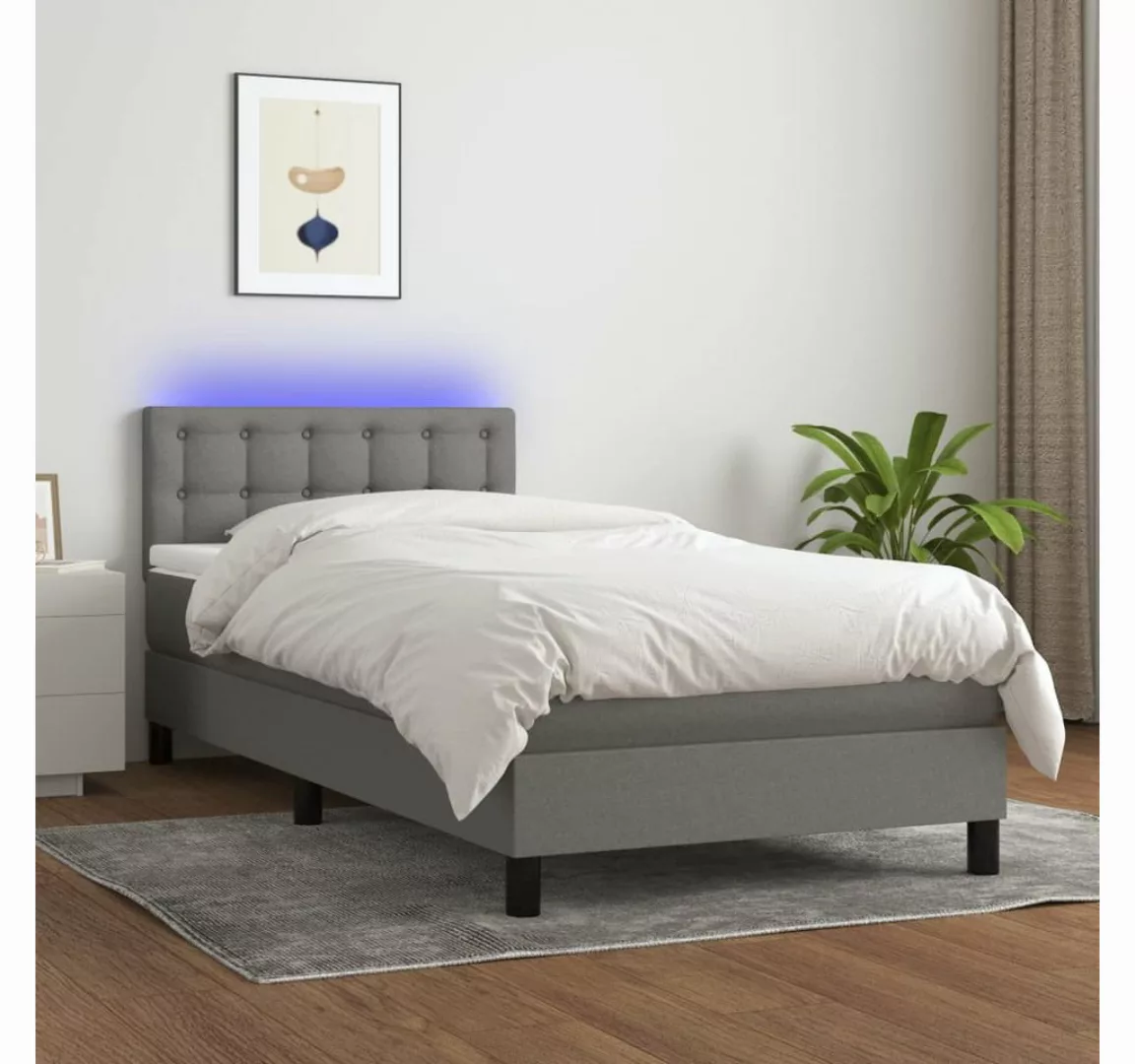 vidaXL Boxspringbett Boxspringbett mit Matratze LED Dunkelgrau 80x200 cm St günstig online kaufen